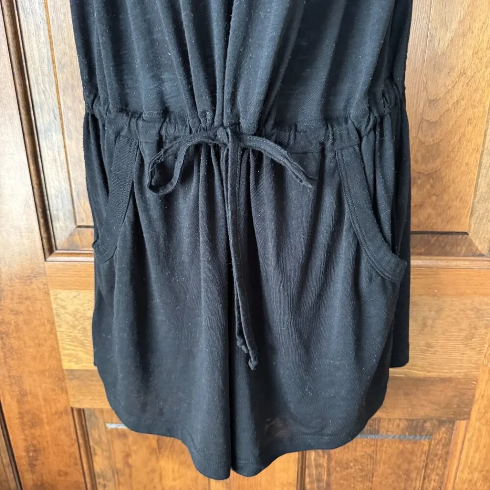 BECCA by Rebecca Virtue Black Deep V Romper Swimsuit Coverup Large